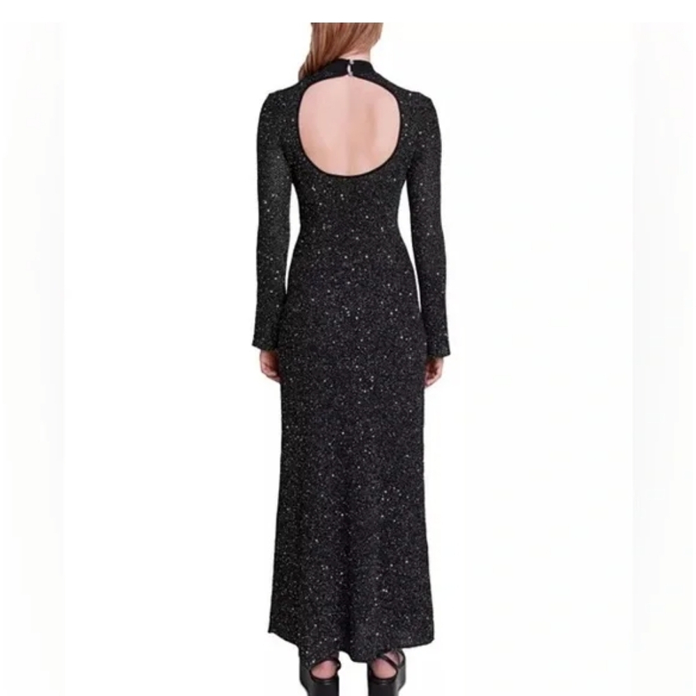 Maje Black Sparkle Long Sleeve Dress - Picture 4 of 7